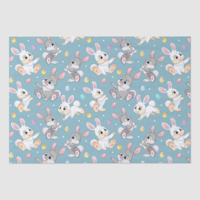 Papier Mousseline Bébé heureux lapins de Pâques (Recto)