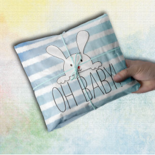 Papier Mousseline Bébé lapin blanc lapin Bleu bande