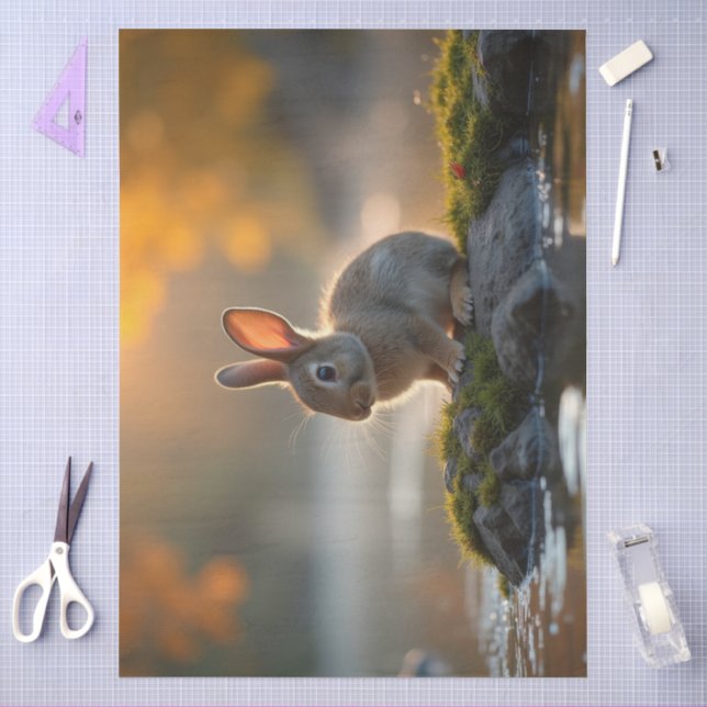 Papier Mousseline Bébé mignon lapin en automne (Artisanat)