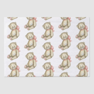 Papier Mousseline Bébé Ours rose Fille Aquarelle mignonne