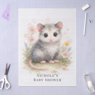 Papier Mousseline Bébé Possum à l'aquarelle Baby Shower