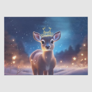 Papier Mousseline Bébé Reindeer avec joyeux voeux de Noël