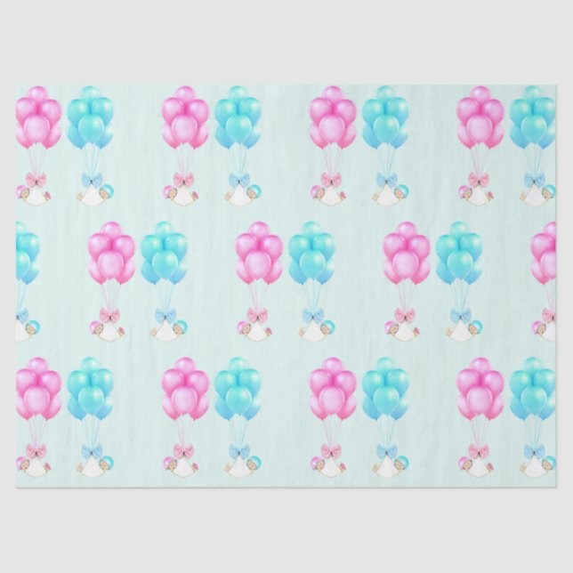 Papier Mousseline Bébé Twins rose et bleu (Recto)