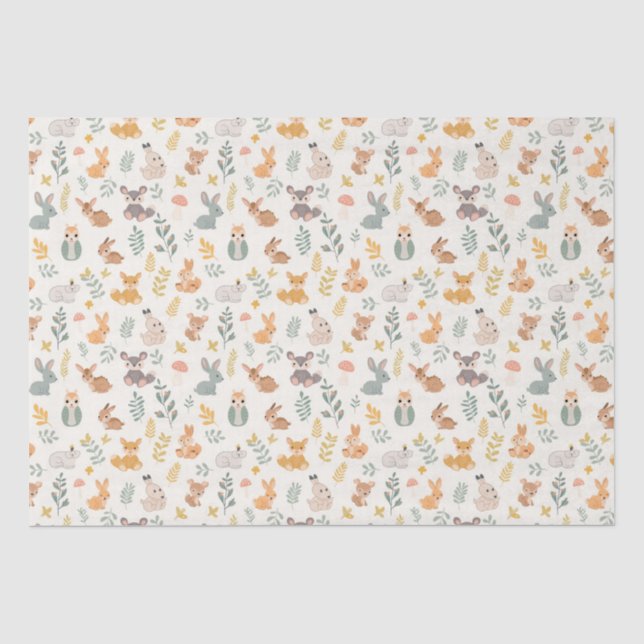 Papier Mousseline Bébés animaux de la forêt mignonne (Recto)
