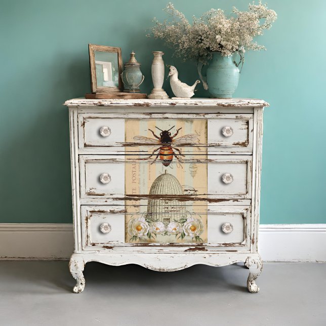 Papier Mousseline Bec d'Abeille Bee Skep Antique Carte Post Découpag (Créateur téléchargé)