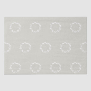 Papier Mousseline Beige + Blanc Merry Christmas Holly Wreath