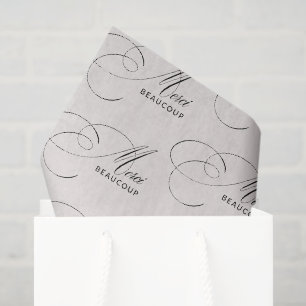 Papier Mousseline Beige Merci Beaucoup Élégant Merci de calligraphie