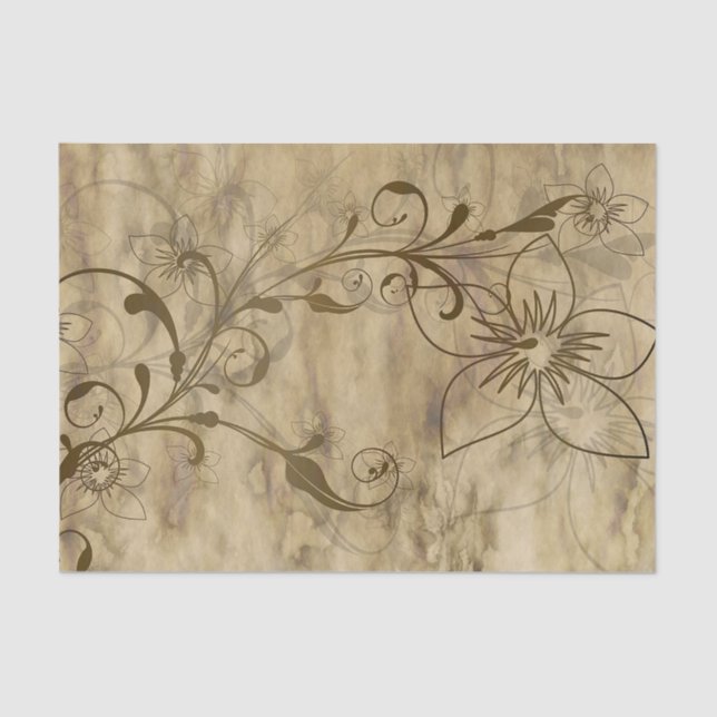 Papier Mousseline Beige rustique et marguerite Brown (Recto)