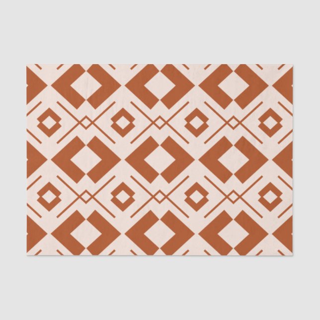 Papier Mousseline Beige scandinave et orange brûlé géométrique (Recto)