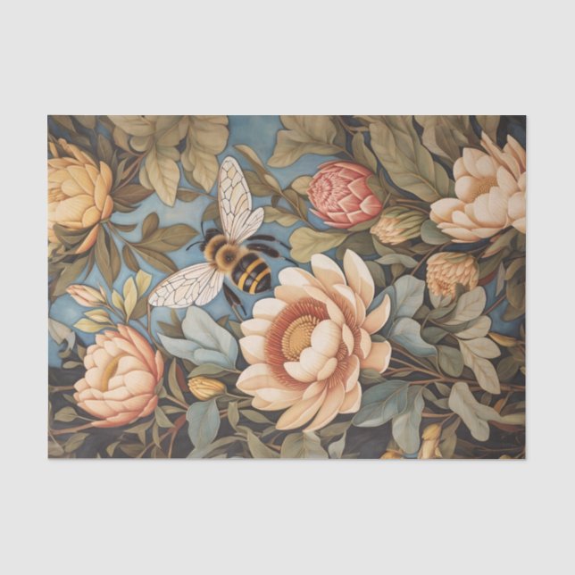 Papier Mousseline Belle Abeille Dans Protea Flowers Garden (Recto)