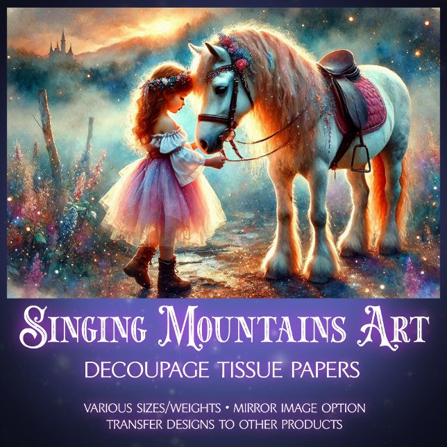 Papier Mousseline Belle aquarelle Cheval et fille Découpage (Créateur téléchargé)