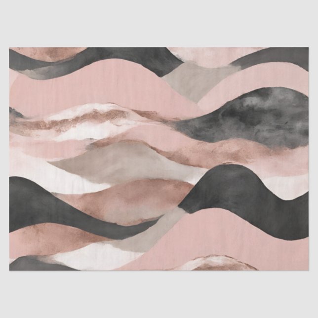 Papier Mousseline Belle Aquarelle Élégante Rose Gris Abstrait (Recto)