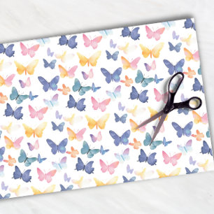 Papier Mousseline Belle Aquarelle papillon Motif coloré