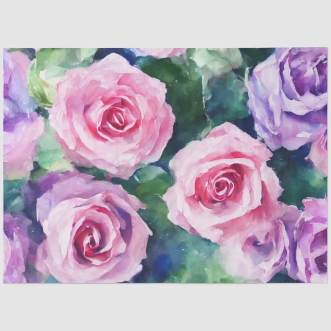 Papier Mousseline Belle Aquarelle Rose Rose Collection Populaire (Recto)