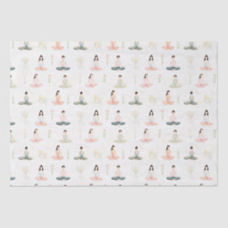 Papier Mousseline Belle aquarelle Yoga Girls Méditant la nature
