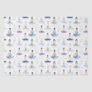 Papier Mousseline Belle aquarelle Yoga Girls Méditant la nature