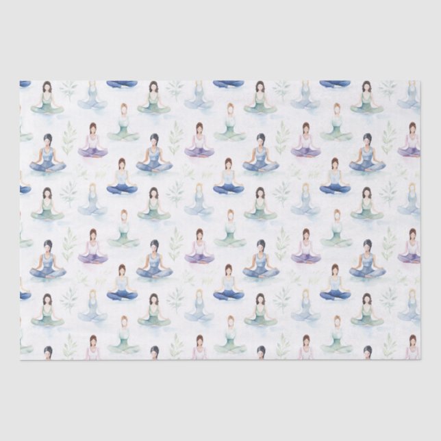 Papier Mousseline Belle aquarelle Yoga Girls Méditant la nature (Recto)