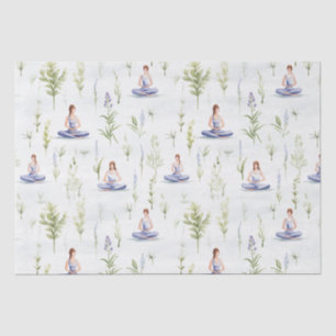 Papier Mousseline Belle aquarelle Yoga Girls Méditant la nature