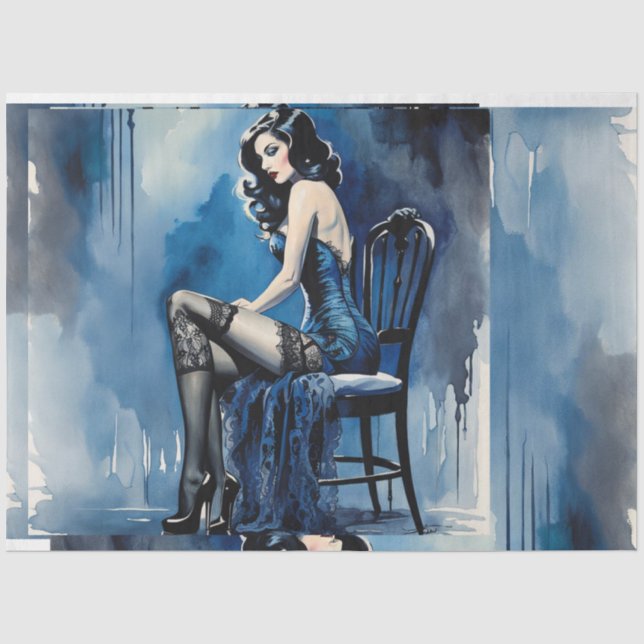 Papier Mousseline Belle Bleue 1920s Moulin Rouge Raven Dame Haired (Recto)