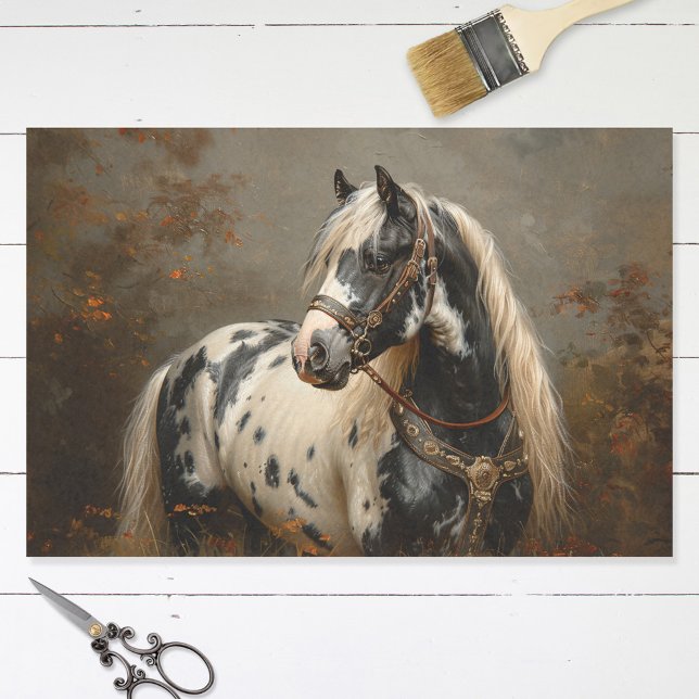 Papier Mousseline Belle Cheval Piebald Peinture de manteau Découpage (Créateur téléchargé)