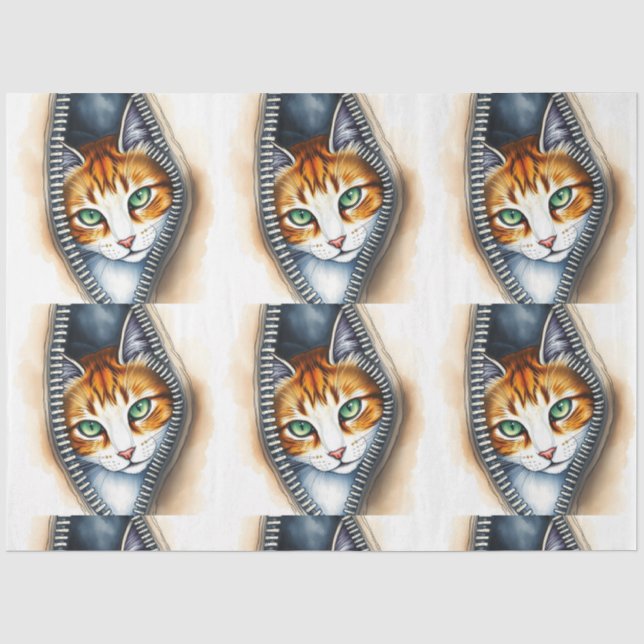 Papier Mousseline Belle Collection de chats en aquarelle tendance (Recto)
