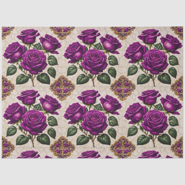 Papier Mousseline Belle collection de Roses pourpres populaire (Recto)