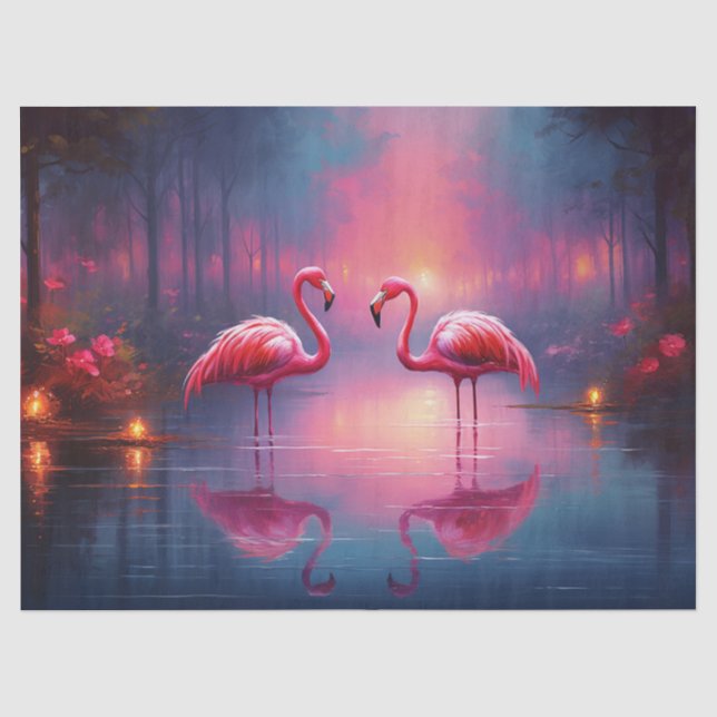 Papier Mousseline Belle Découpage d'oiseaux Flamant rose rose (Recto)