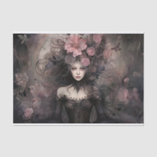 Papier Mousseline Belle femme reine gothique avec découpage de fleur