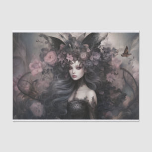 Papier Mousseline Belle femme reine gothique avec découpage de fleur
