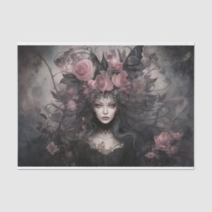 Papier Mousseline Belle femme reine gothique avec découpage de fleur