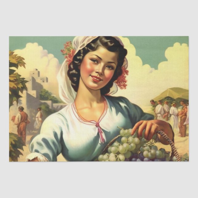 Papier Mousseline Belle fille du calendrier mexicain dans la récolte (Recto)