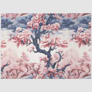 Papier Mousseline Belle floraison de cerisiers inspirée d'Asie Vinta