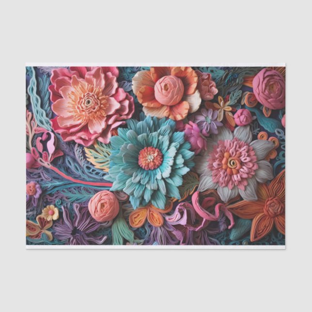 Papier Mousseline Belle Florale Victorienne Élégante Jolie Fleurs (Recto)