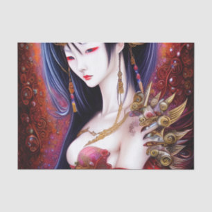 Papier Mousseline Belle Japonaise fille Imaginaire gothique Triptyqu