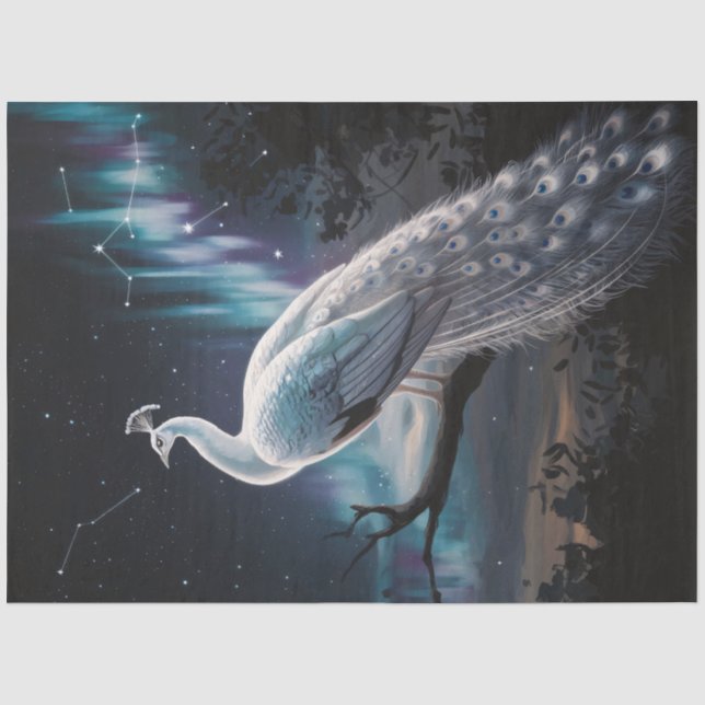 Papier Mousseline Belle Peacock Blanc Aurora Borealis Découpage (Recto)