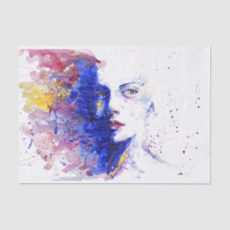Papier Mousseline Belle peinture Portrait d'une femme Abstraite