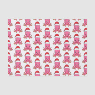 Papier Mousseline Belle pieuvre joyeuse en casquette de Noël