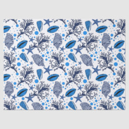 Papier Mousseline Belle plage de coquillages corail motif