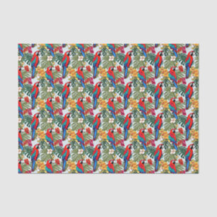 Papier Mousseline Belle plage perroquet motif tropical