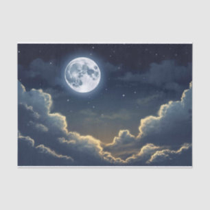 Papier Mousseline Belle Pleine lune au-dessus des nuages