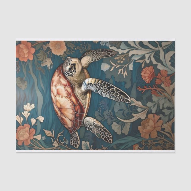 Papier Mousseline Belle tortue sous-marine (Recto)