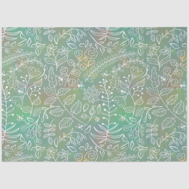 Papier Mousseline Belles Botaniques Boho Dreamy Sage Green (Recto)