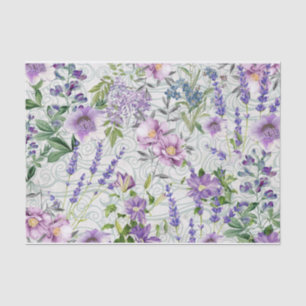 Papier Mousseline Belles fleurs bleues et violettes Nature Botanique
