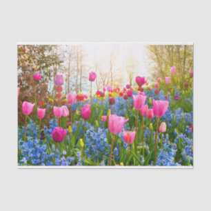 Papier Mousseline Belles fleurs de printemps - Tulipes et Hyacinth