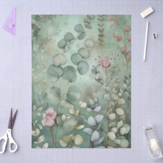 Papier Mousseline Belles fleurs sauvages Decoupage de feuilles d'euc