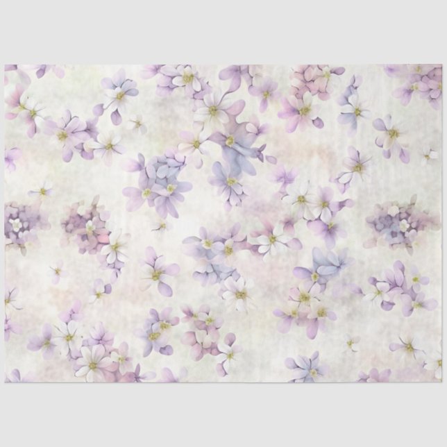Papier Mousseline Belles fleurs violettes  (Recto)