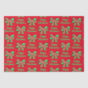 Papier Mousseline Berger allemand Chien de Noël et Bow vert rouge