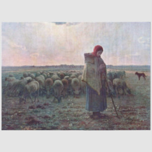 Papier Mousseline Bergère avec son troupeau, Jean-François Millet