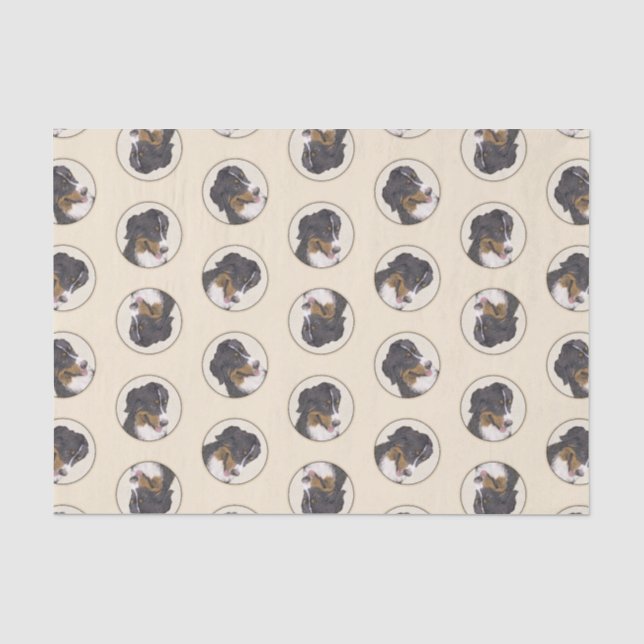 Papier Mousseline Bernese Mountain Dog Berner Peinture de mignons an (Recto)