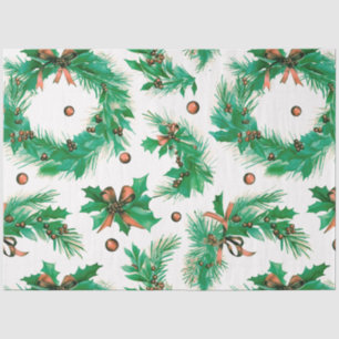 Papier Mousseline Berries d'hiver et verdure Wreathe Christmas